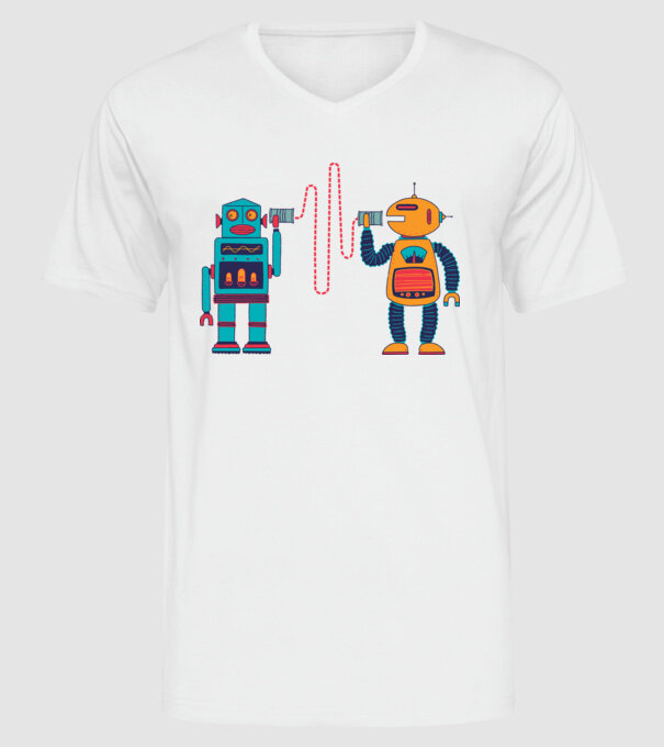 Walkie Talkie Robot model alb pe tricou