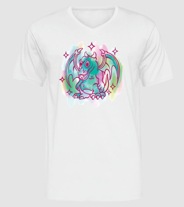 Acuarelă Dragon model alb pe tricou