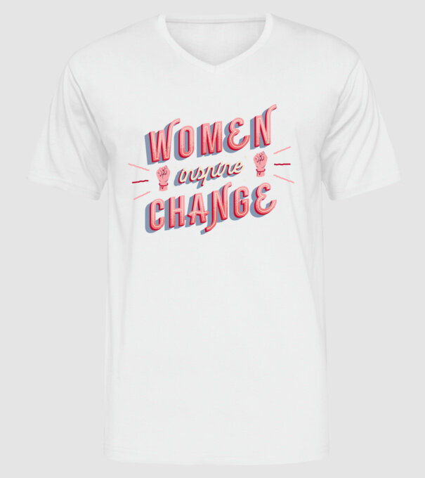 Women inspire change Ziua Femeii model alb pe tricou