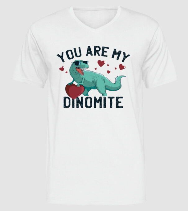 You are my Dinomite tricou cu dinozaur și inimă model alb pe tricou