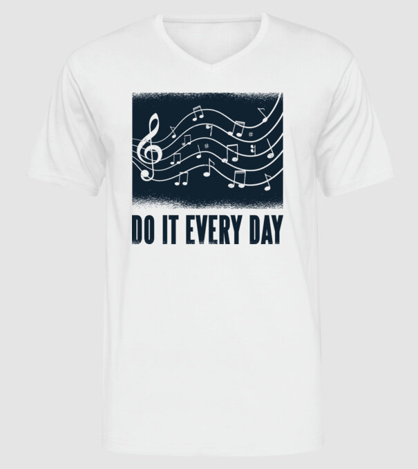 Note muzicale model alb pe tricou