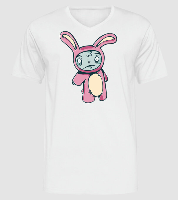 Iepuraș Zombie model alb pe tricou