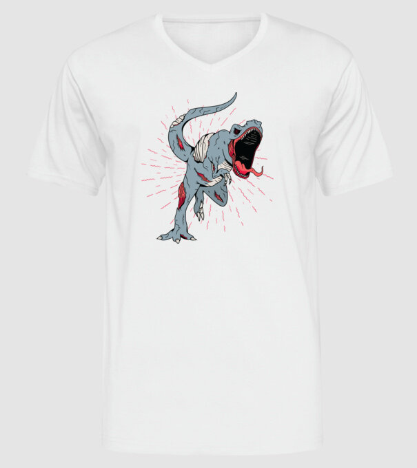 T-rex Zombie model alb pe tricou