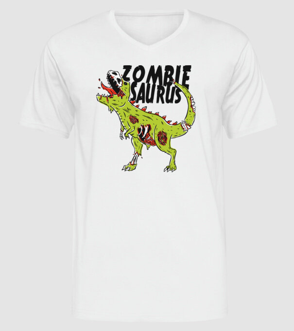 Zombiesaurus - Dinozaur Zombie model alb pe tricou