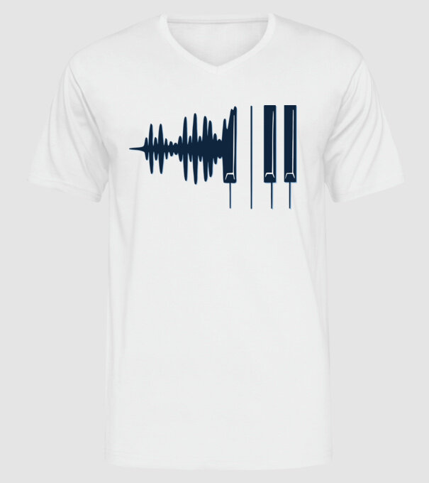 Clape de pian model alb pe tricou