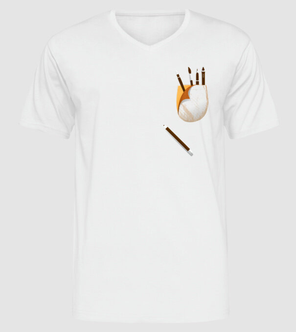Designer buzunar model alb pe tricou