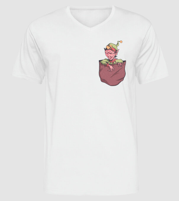Elf de buzunar model alb pe tricou