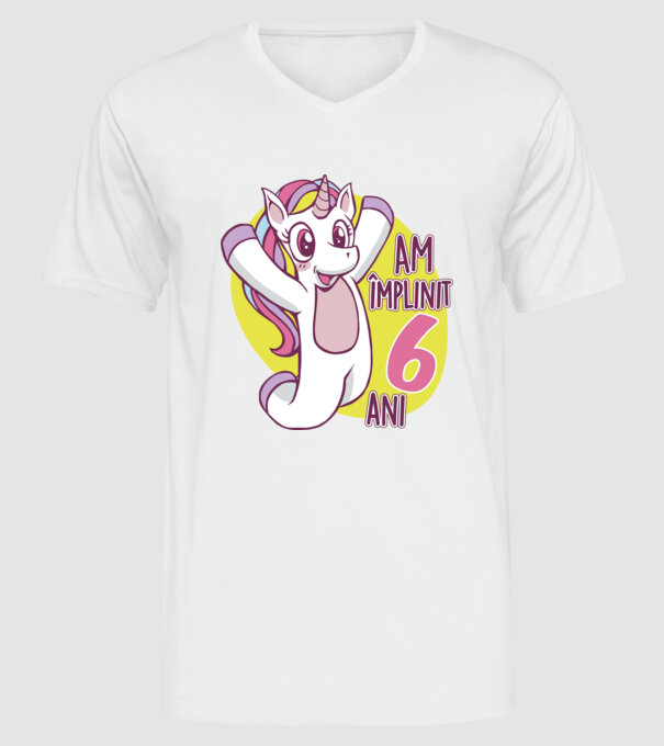 Am împlinit 6 ani model alb pe tricou