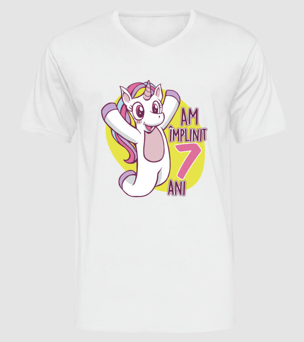 Am împlinit 7 ani model alb pe tricou