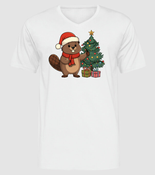 Bober Kurwa Christmas 2 model alb pe tricou