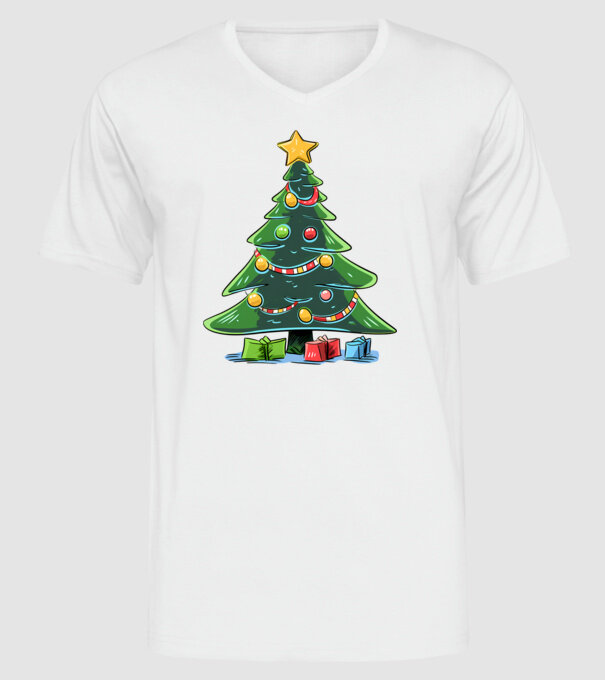 Brad de Crăciun model alb pe tricou