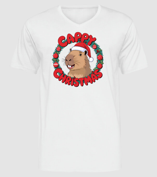 Cappy Christmas 1 model alb pe tricou