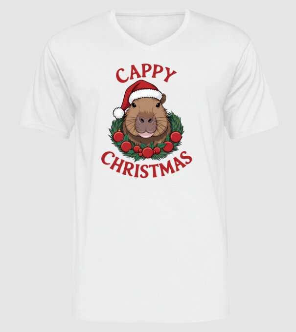 Cappy Christmas 2 model alb pe tricou