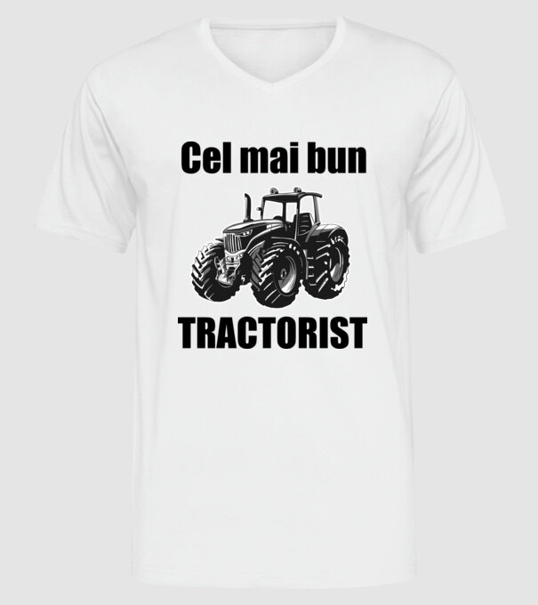 Cel mai bun tractorist model alb pe tricou