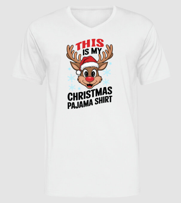 Christmas Pajama Reindeer Alb model alb pe tricou