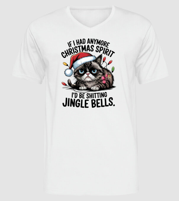 Christmas Spirit Grumpy Cat Alb model alb pe tricou