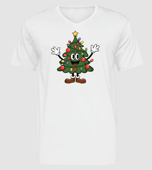 Copac de Crăciun drăguț model alb pe tricou