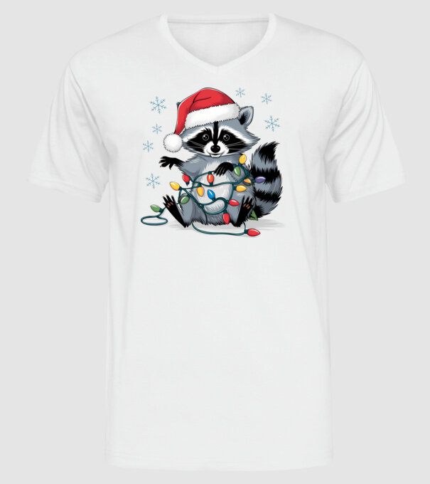 Crăciunul ratonilor Alb model alb pe tricou