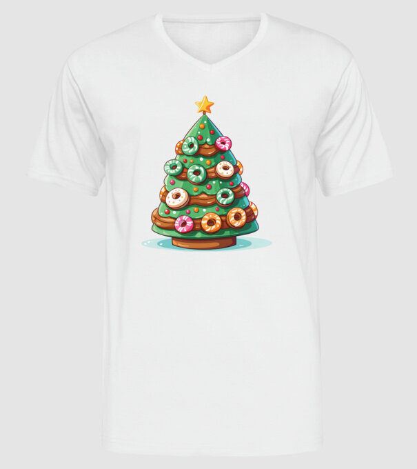 Doughnut pom de Crăciun model alb pe tricou