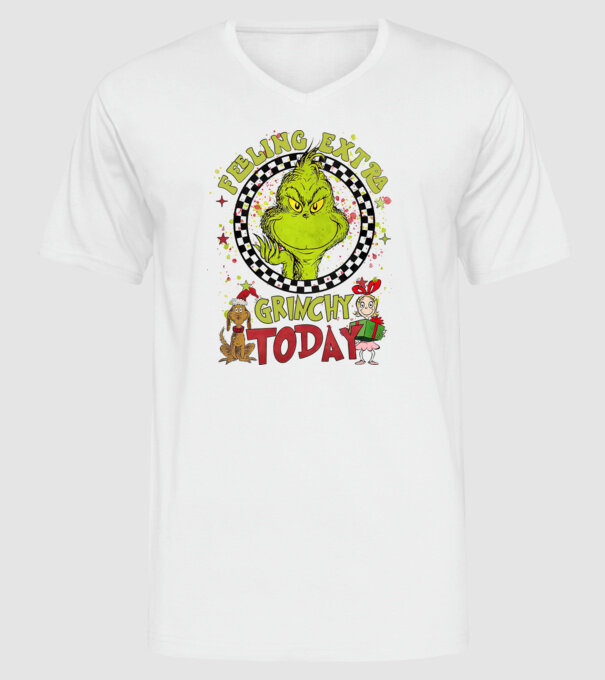 Feeling extra Grinchy today - Grinch model alb pe tricou
