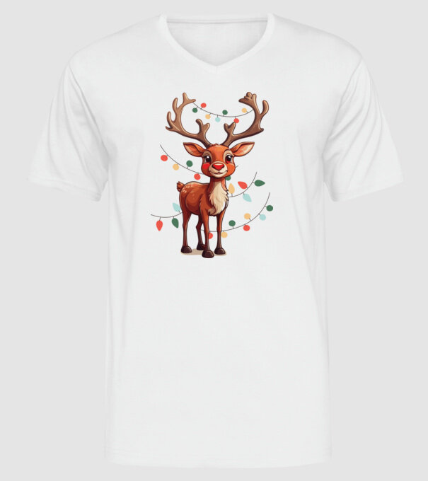 Festive Rudolph model alb pe tricou