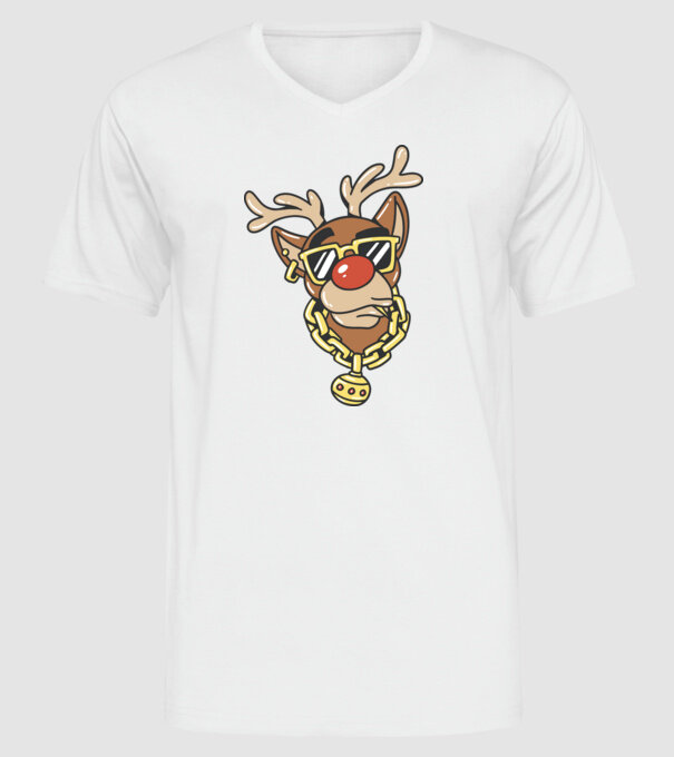 Gangster Reindeer model alb pe tricou