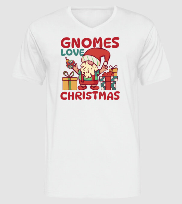 Gnomes LOVE Christmas model alb pe tricou