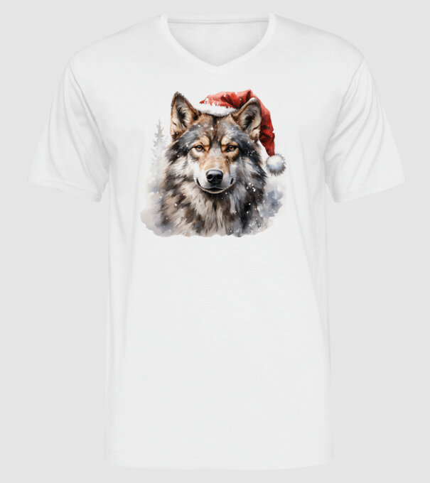 Lupul de Crăciun Alb model alb pe tricou