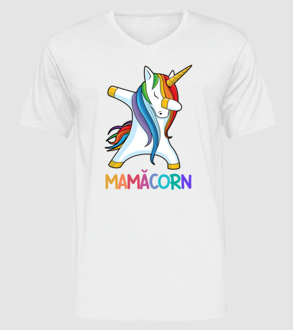 mamăcorn model alb pe tricou