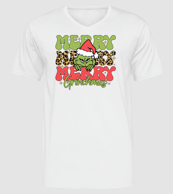 Merry Grinchmas model alb pe tricou