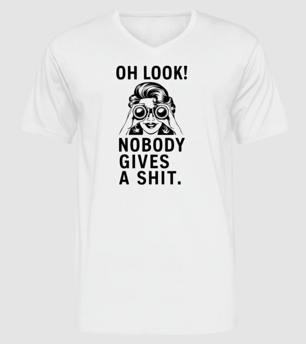 Nobody Gives a shit model alb pe tricou