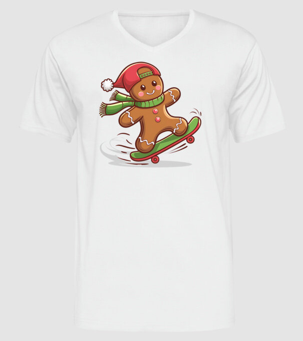 Patinator de turtă dulce model alb pe tricou