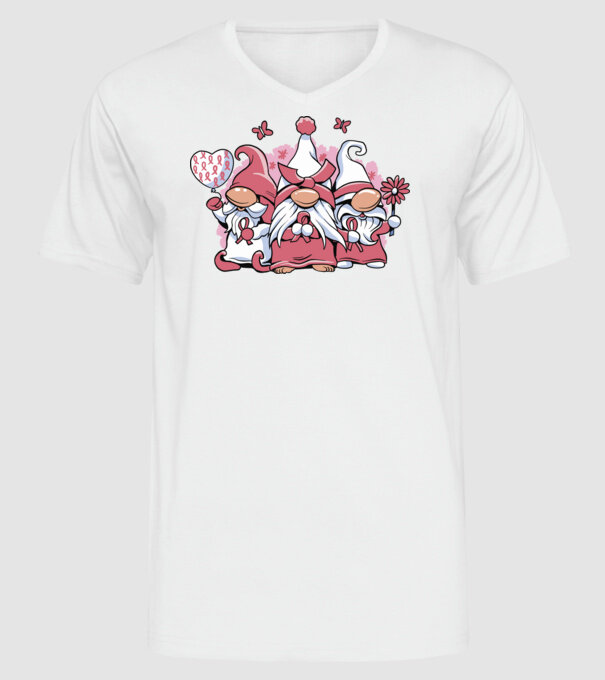 Pink christmas Gnomes model alb pe tricou