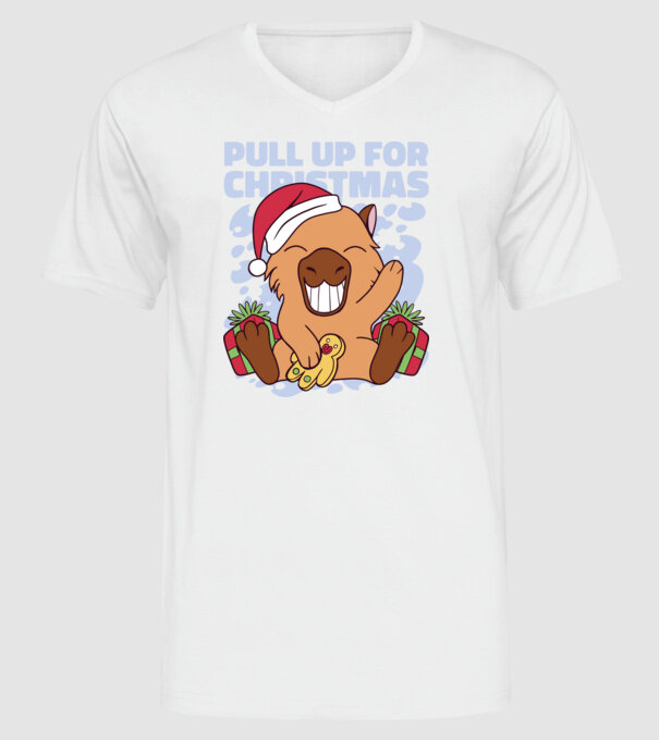Pull up for christmas Capybara model alb pe tricou