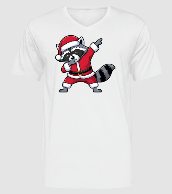 Raton Dab Xmas model alb pe tricou