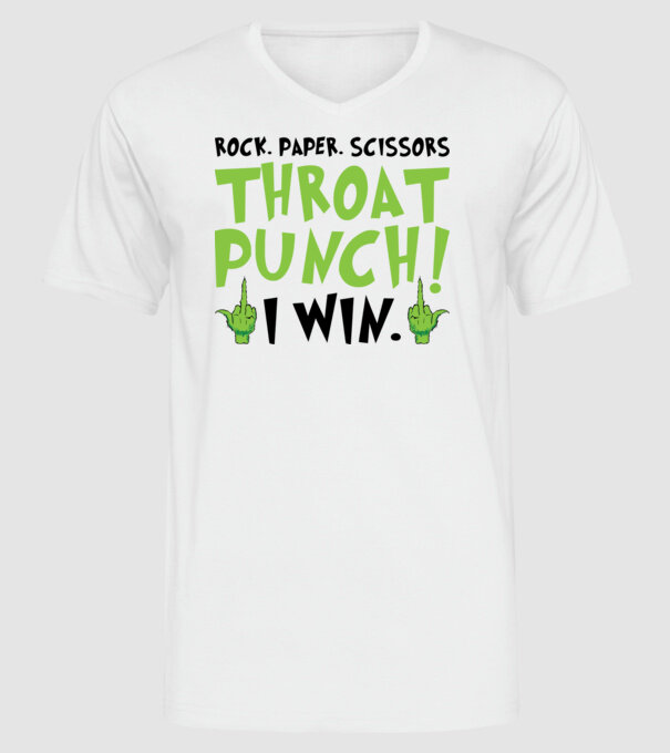 Rock paper scissors - Grinch model alb pe tricou