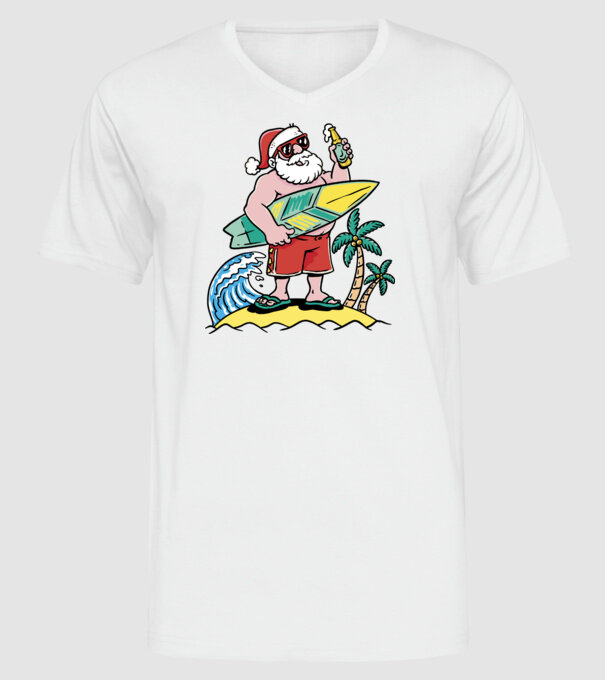 Santa Claus Summer model alb pe tricou