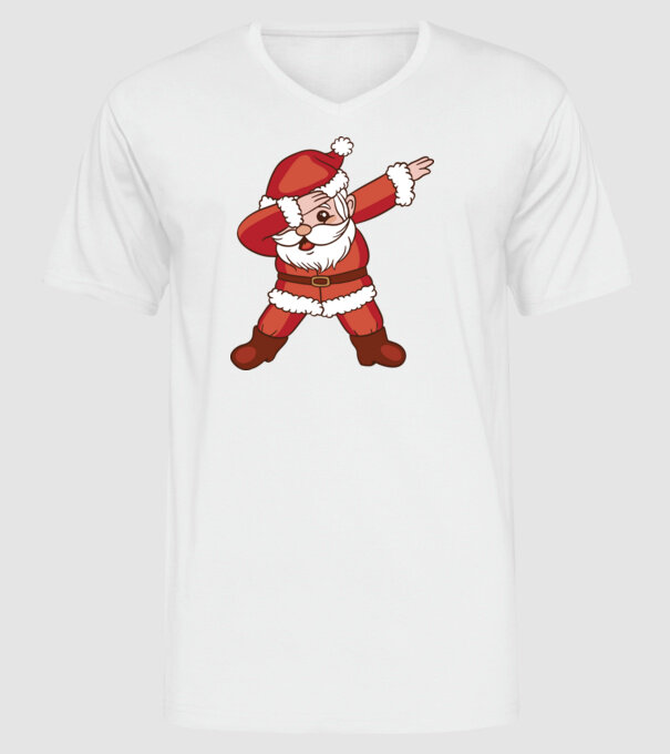 Santa Dab model alb pe tricou