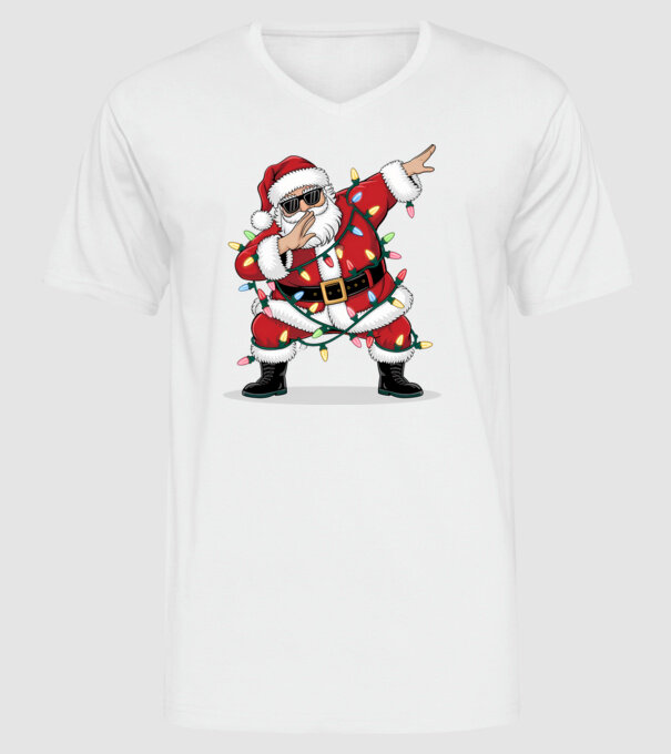 Santa Dab model alb pe tricou