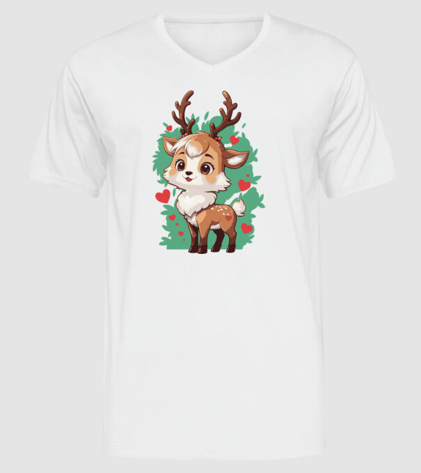Valentine Deer model alb pe tricou