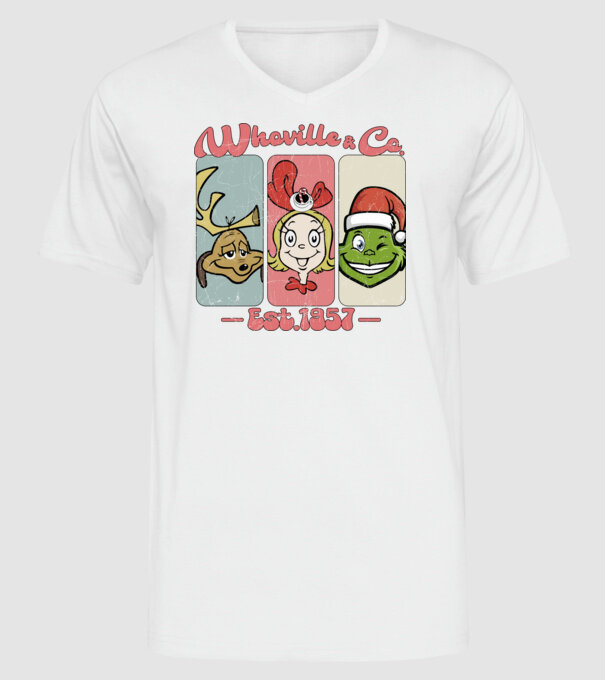 Whoville & Co - Grinch model alb pe tricou