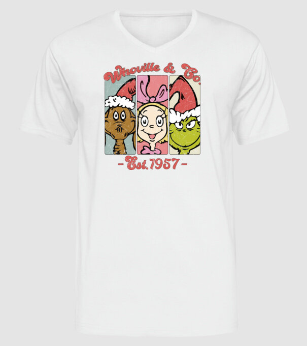 Whoville & Co. - Grinch model alb pe tricou