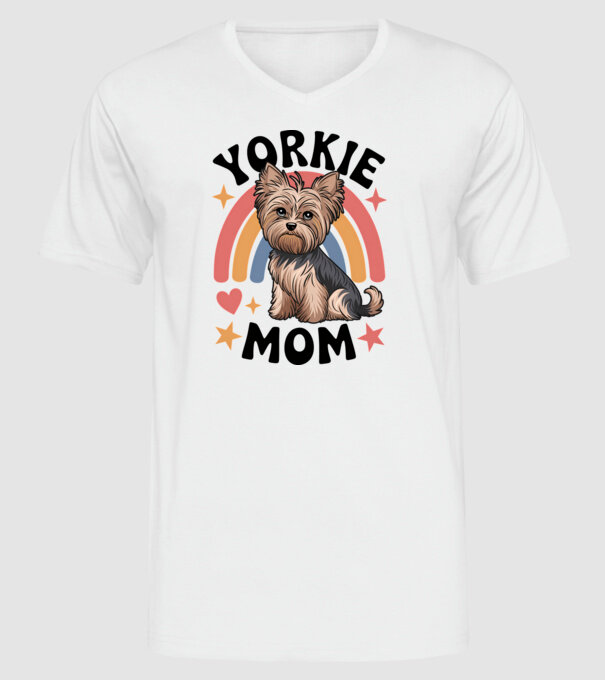 Yorkie Mom Alb model alb pe tricou