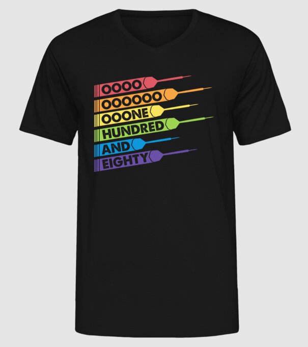 180 Darts Retro model negru pe tricou