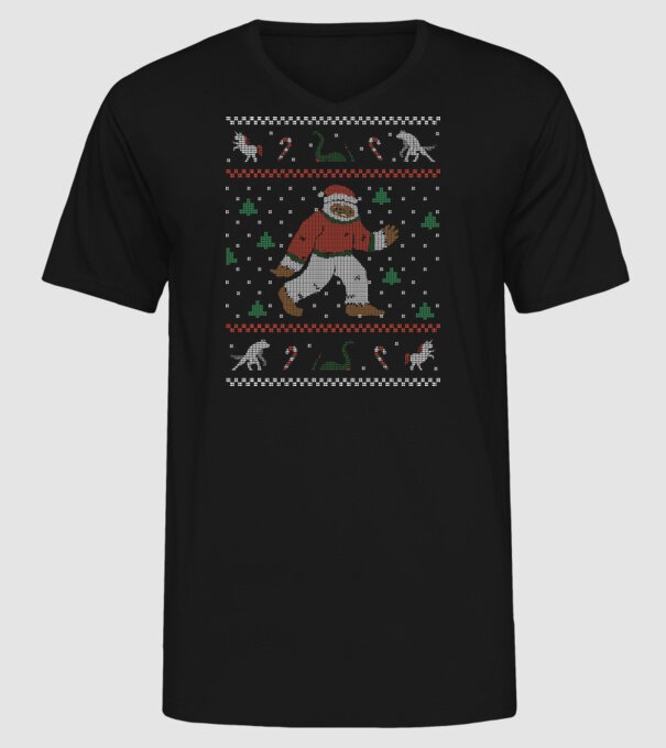 Ugly Sweater Yeti model negru pe tricou