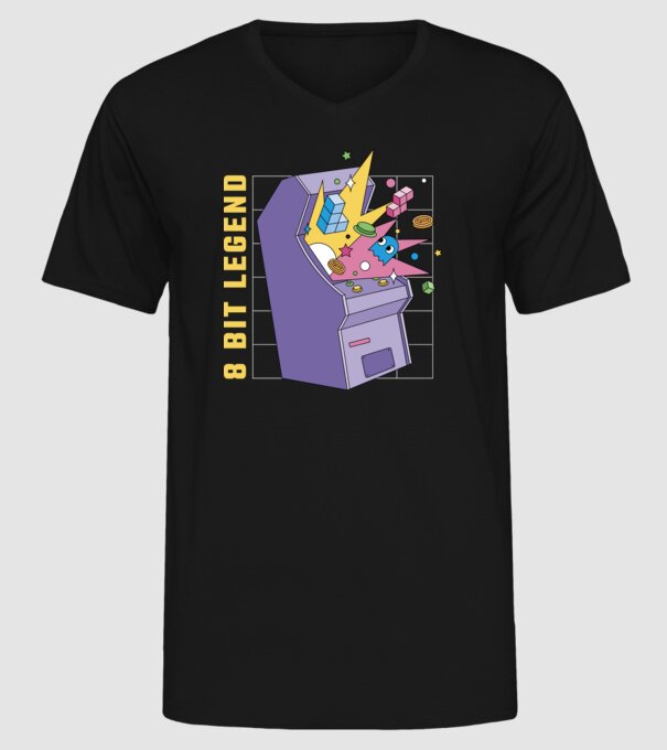 8 Bit Legendă Arcade Slot Machine model negru pe tricou