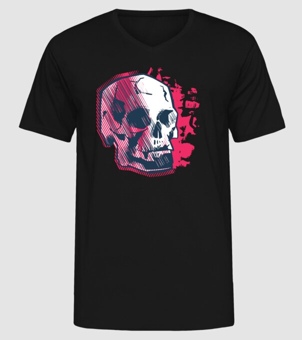 Craniu abstract model negru pe tricou