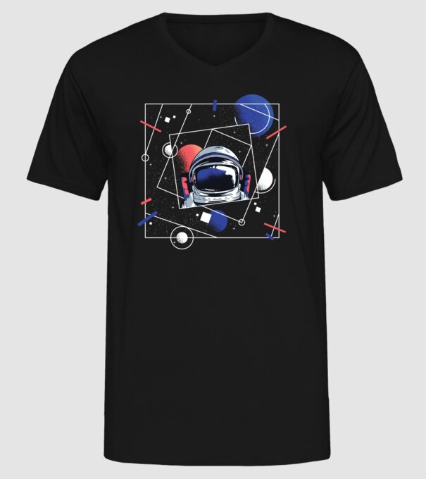 Astronaut univers abstract model negru pe tricou