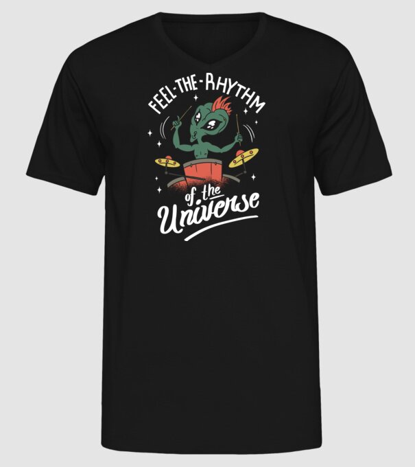 Alien baterist model negru pe tricou