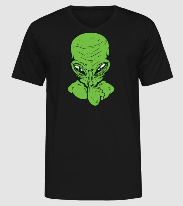 Alien Psst model negru pe tricou